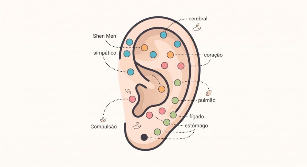 pontos da orelha auriculoterapia ansiedade insônia dor emocional