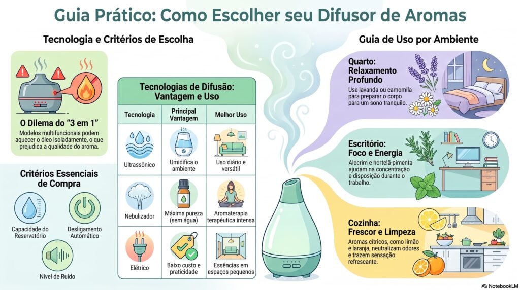 Infográfico como escolher seu difusor de aromas