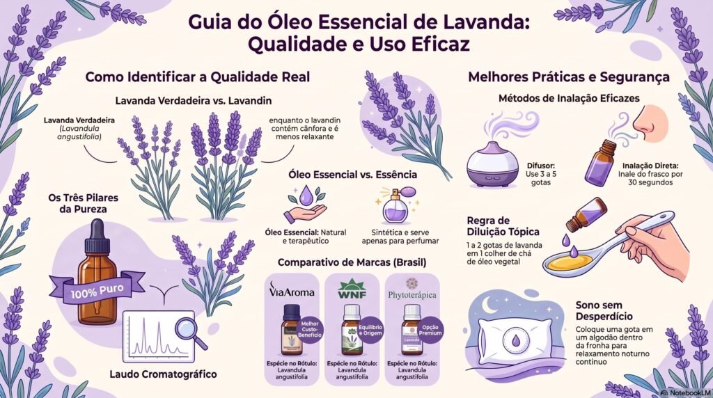 Infográfico Guia do óleo essencial de lavanda