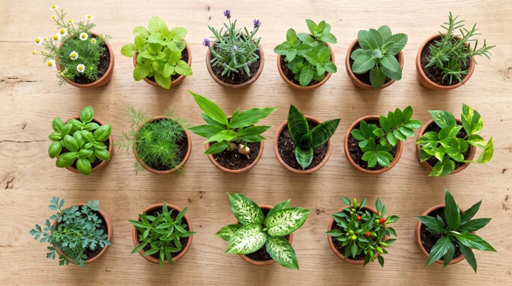 Plantas Medicinais de Horta Medicinal com vista de cima