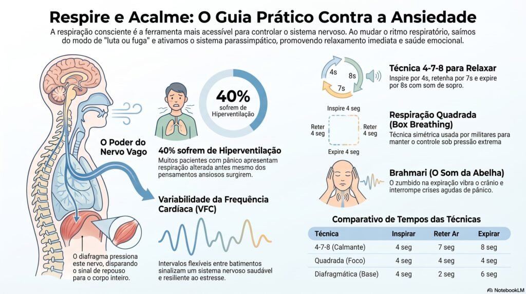 Infográfico exercícios de respiração: o guia prático contra a ansiedade
