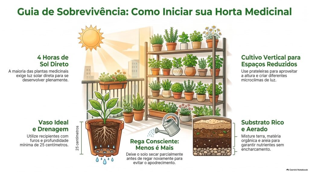 Infográfico como iniciar sua horta medicinal
