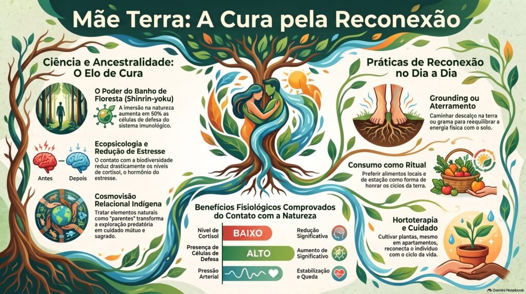 Infográfico Mãe Terra: a cura pelo reconexão