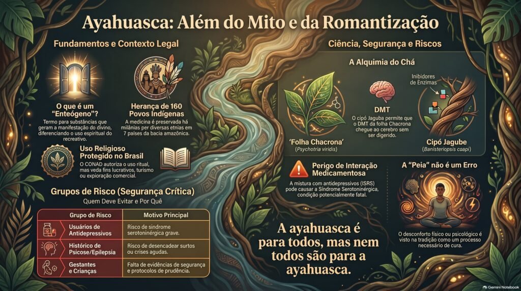 infográfico ritual de ayahuasca além do mito e romantização